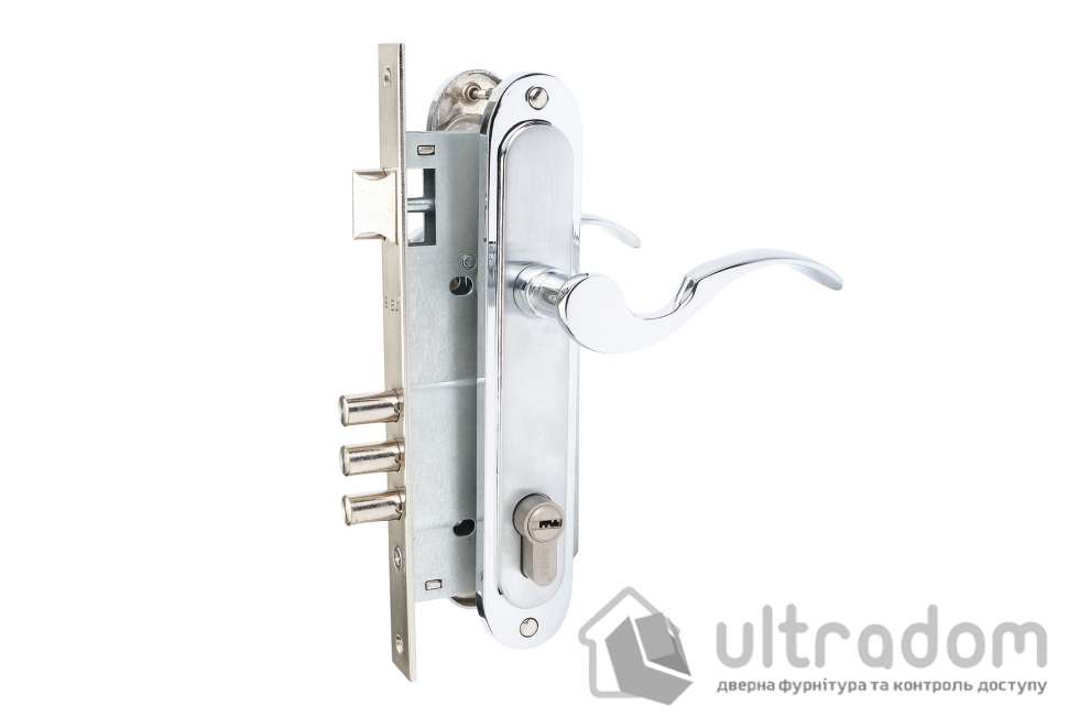 Комплект врезного замка с ручками SIBA Osimo 85 мм з цилиндром, матовый хром/хром (Z0930705+101523MRSN+68BS)