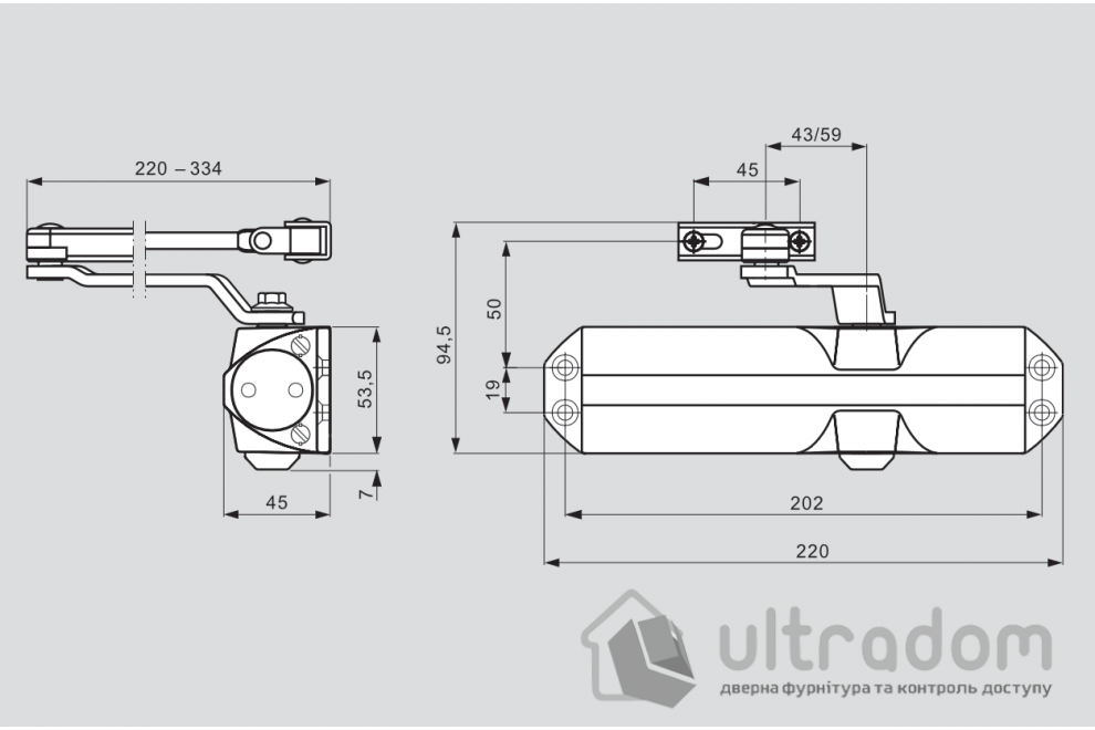 Доводчик дверной Dorma TS68 EN2/3/4, дверь до 80 кг