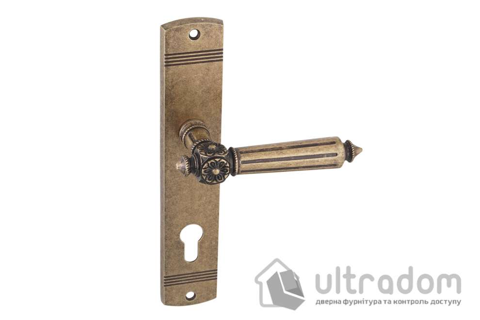 Дверная ручка на планке под ключ (85 мм) SIBA RIMINI мат. античная бронза