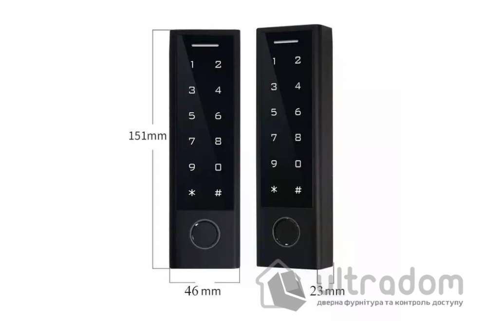Биометрический контроллер доступа Bluetooth с клавиатурой PES KeyPad slim, чёрный