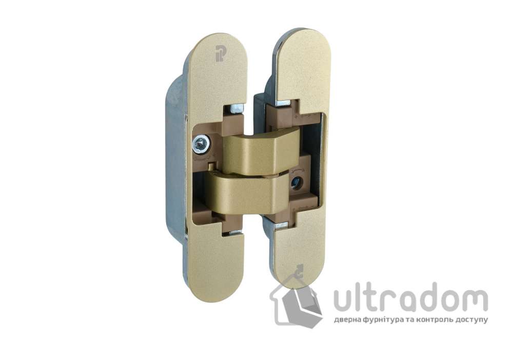 Скрытая петля Profitlock PL150 3D – 24×110 мм, для дверей 40 кг, матовое золото