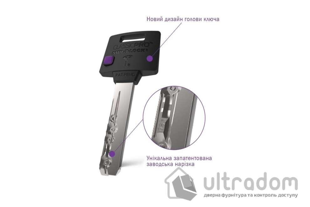 Цилиндр дверной Mul-T-Lock Classic Pro кл-вороток., 62 мм