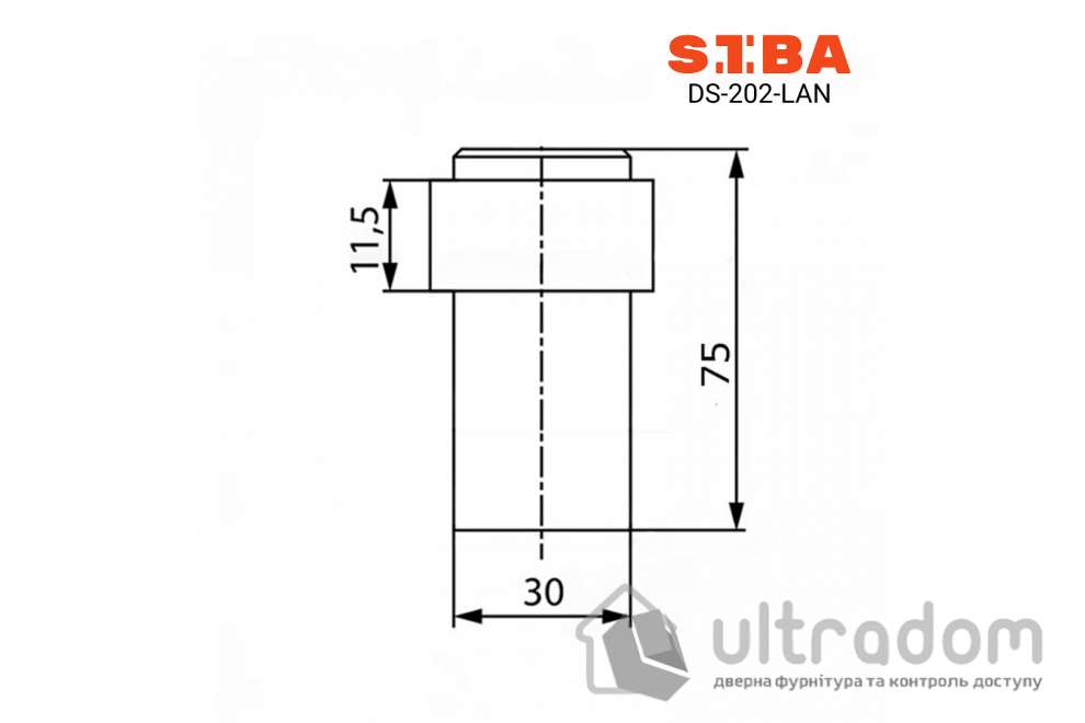 Ограничитель дверной SIBA DS202L, анодированный никель AN