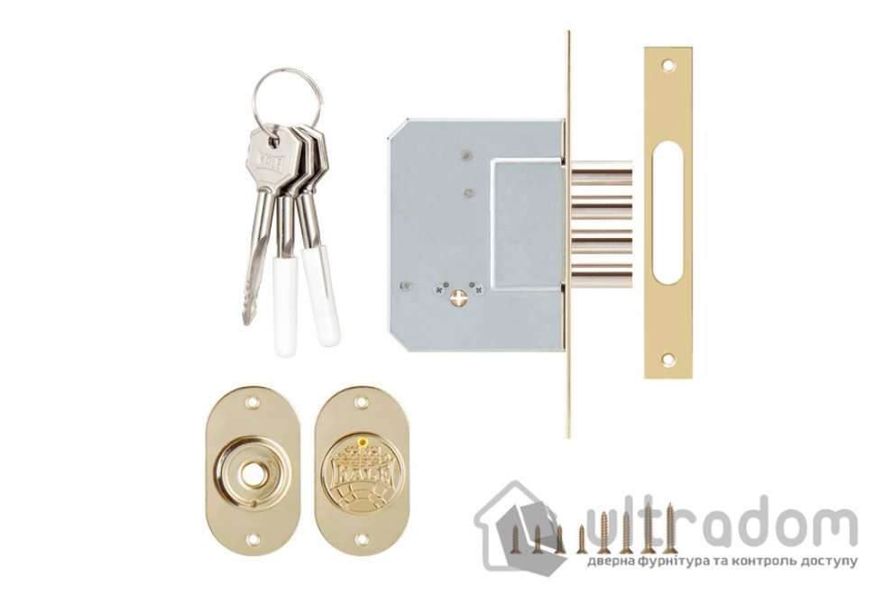 Замок дополнительный KALE 189/4MF, крестовый ключ (3 шт), латунь (189-4MF/3-РВ)