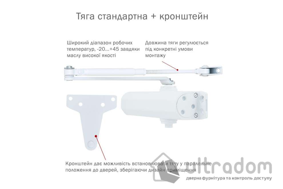 Доводчик дверной RYOBI D-2550 BC EN1-4 дверь до 80 кг