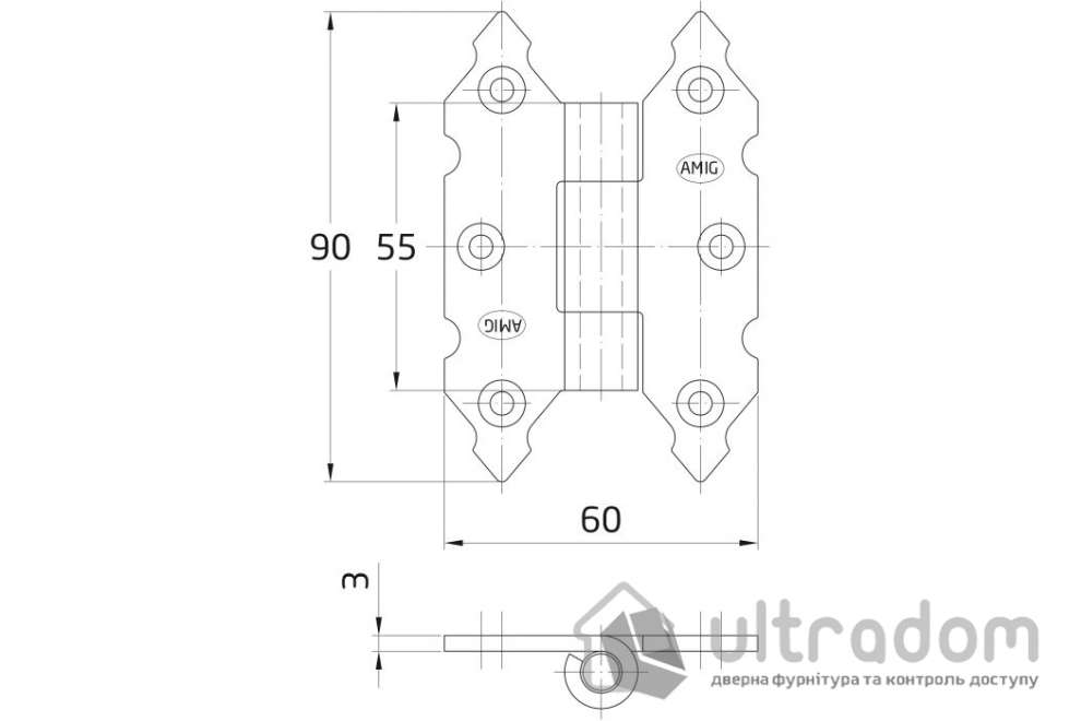 Петля накладная кованая (90 мм) AMIG мод.9010 (15442)