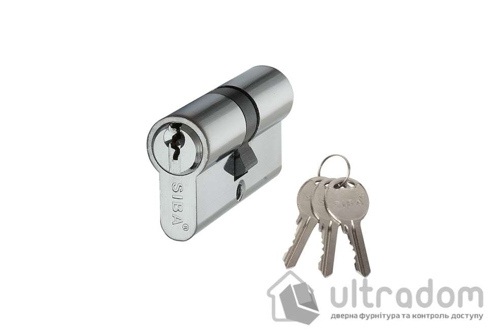 Комплект врезного замка с ручками SIBA Palermo 62 мм з цилиндром, матовый никель (Z14-3K2222+10038SN+62СКА)