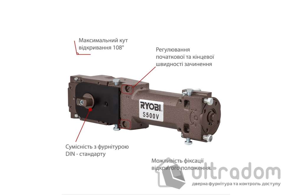 Доводчик дверной напольный RYOBI S-500V EN6 дверь до 120 кг