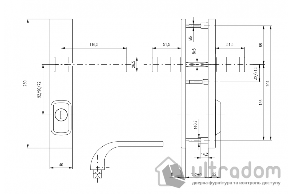 Дверная ручка ROSTEX RN1/RN4 RN ручка-ручка 90 мм черная