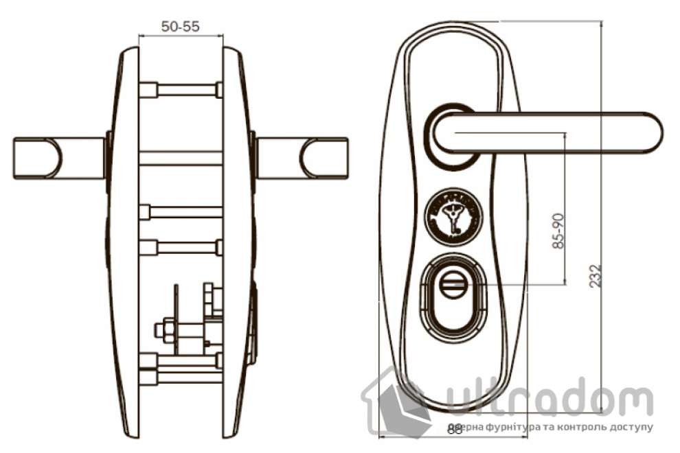 Фурнитура защитная  MUL-T-LOCK Platinum 3 класс 90 мм хром