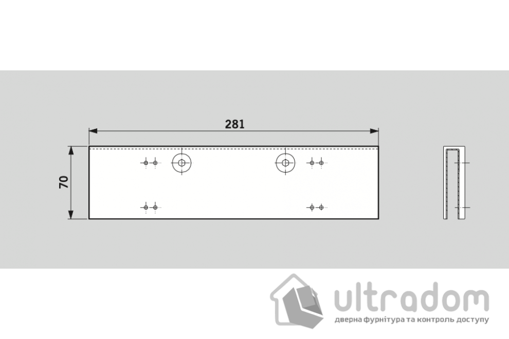 Монтажная пластина Dorma для TS92 на стеклянную дверь