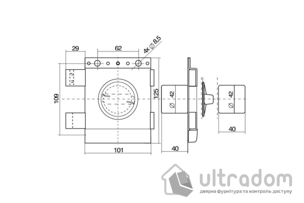 Замок накладной GERDA TYTAN ZX GT 7, двери до 96 мм, графит (TYTAN-ZX-GT-7/96)