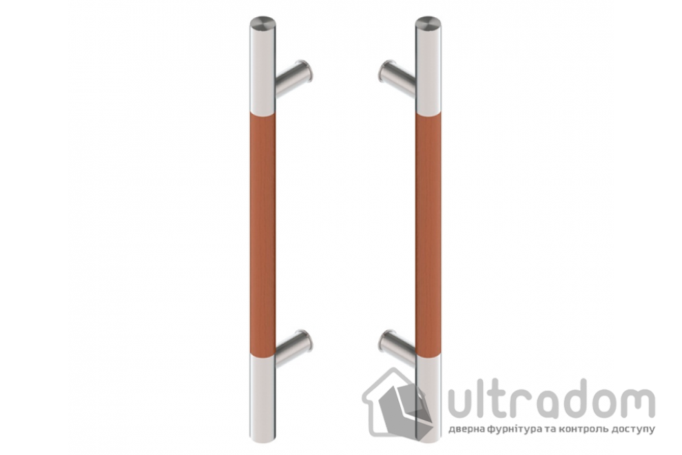 Дверная ручка-скоба Wala P10D Ø30 мм нерж. сталь с деревянной вставкой двухсторонняя