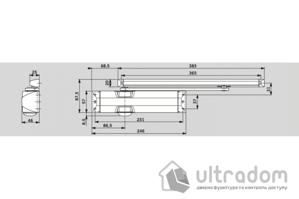 Доводчик дверной Dorma TS90 Impulse EN3/4, дверь до 80 кг