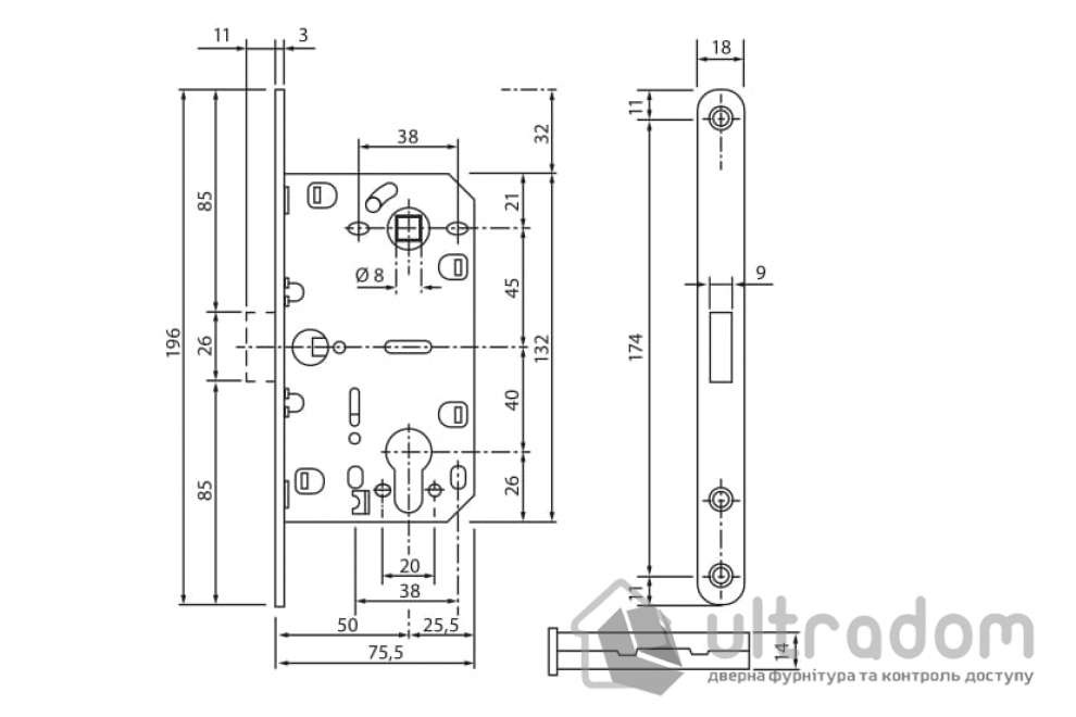 Межкомнатный магнитный замок PZ SIBA MLK-03 WH, белый (MLK-03 WH)