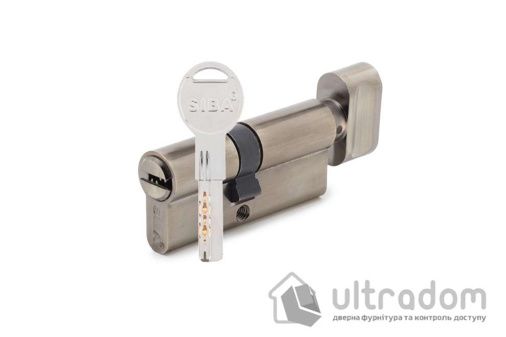 Цилиндр дверной SIBA ключ-вороток 60 мм античная бронза (25.10.25/BTABZ)