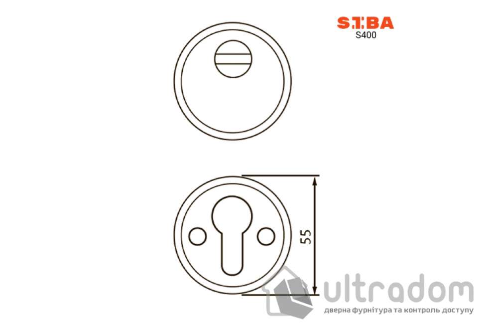 Броненакладка для цилиндра SIBA S400, хром полированный CP