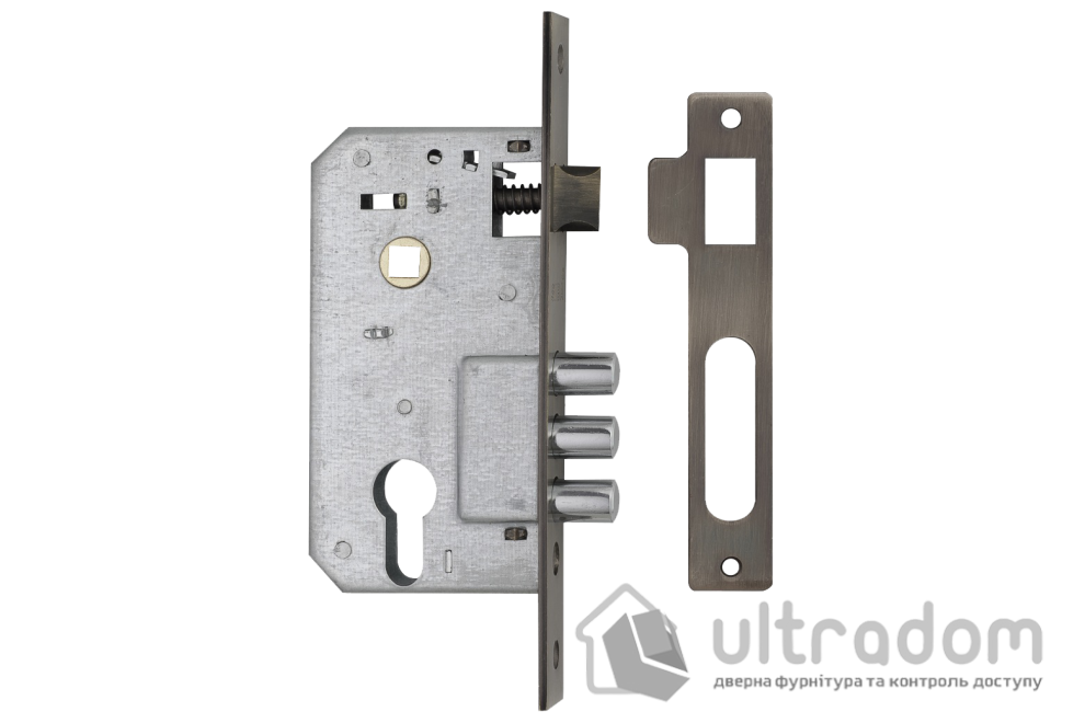 Комплект врезного замка с ручками SIBA Osimo 62 мм з цилиндром, античная бронза