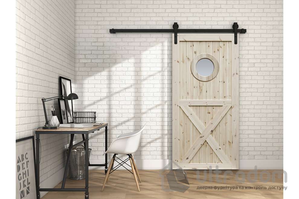 Комплект раздвижной системы Mantion THOR Roc Design в стиле LOFT, черный матовый (219-231 SET)