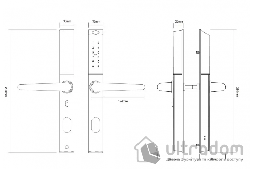 Умный дверной биометрический замок SEVEN LOCK SL-7763BF black (без врезной части)