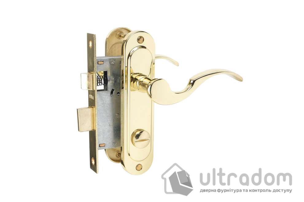 Комплект межкомнатных ручек SIBA Osimo WC 62 мм с механизмом, полированная латунь (Z09-5K-01-01+105070PB)