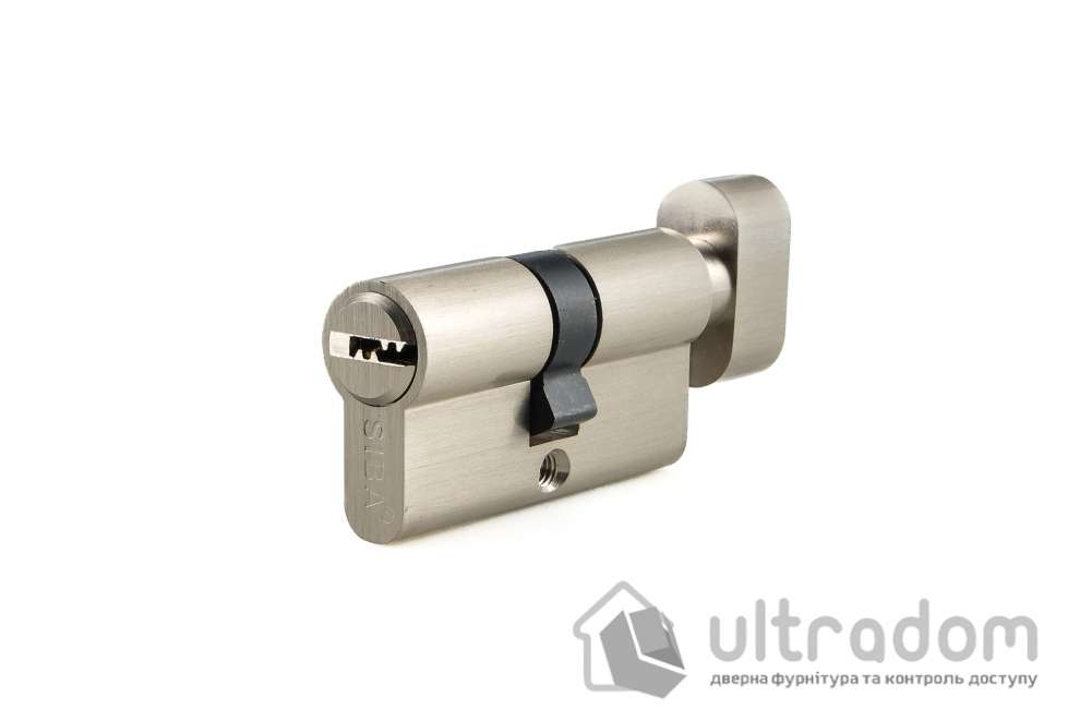 Цилиндр дверной SIBA ключ-вороток 60 мм (30х30Т) матовый никель (25.10.25-BТSZ)