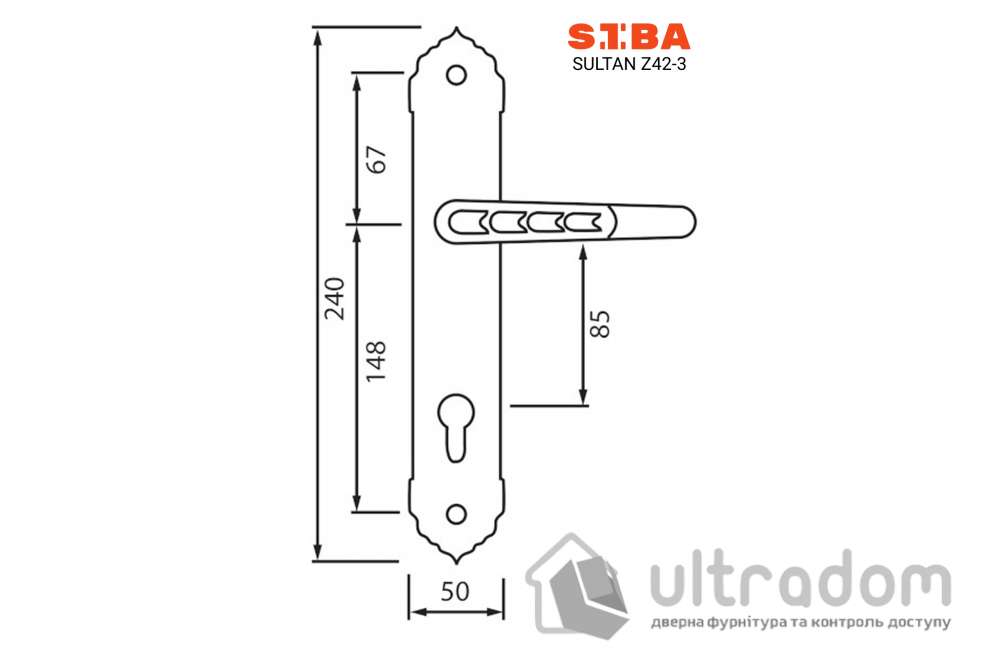 Дверная ручка на планке под ключ (85мм) SIBA Sultan, матовый кофе (Z42 3 85 85)