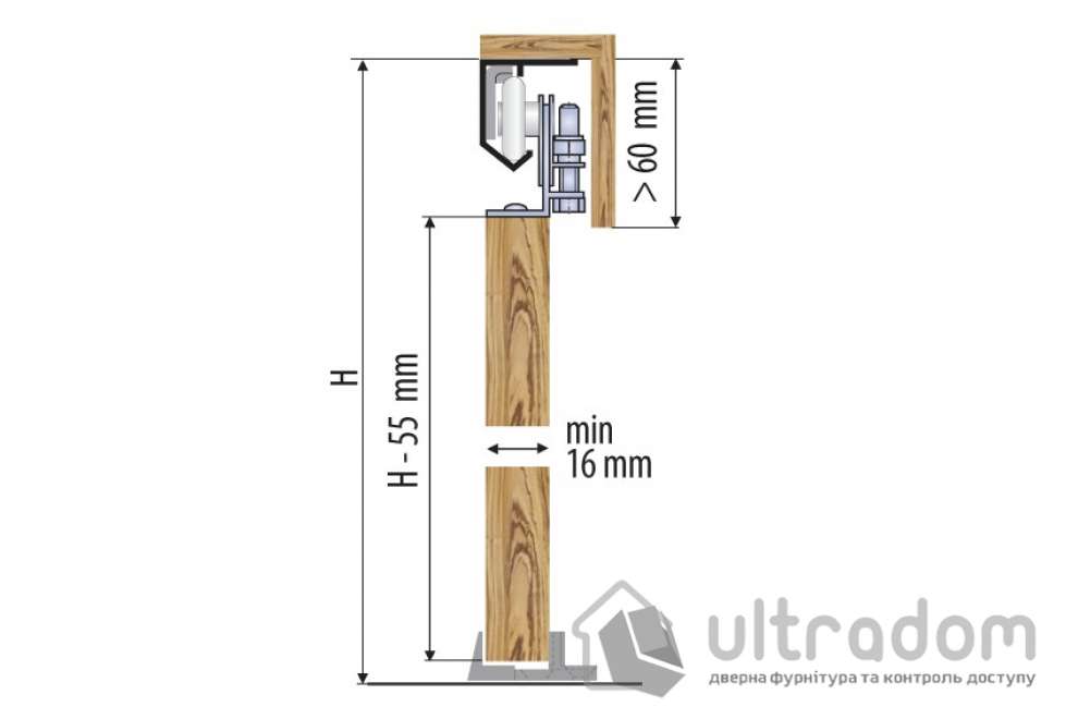 Valcomp JUPITER Комплект раздвижной фурнитуры для дверей шириной до 900 мм и весом до 30 кг