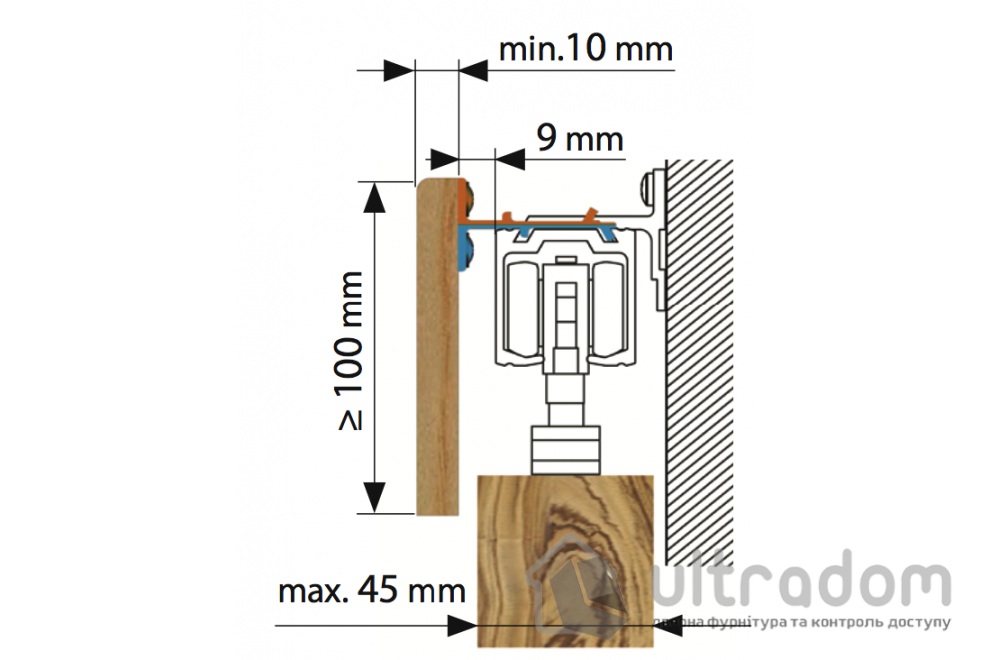 Комплект крепежа для деревянной маскировочной планки раздвижной системы Valcomp Herkules (219-027)