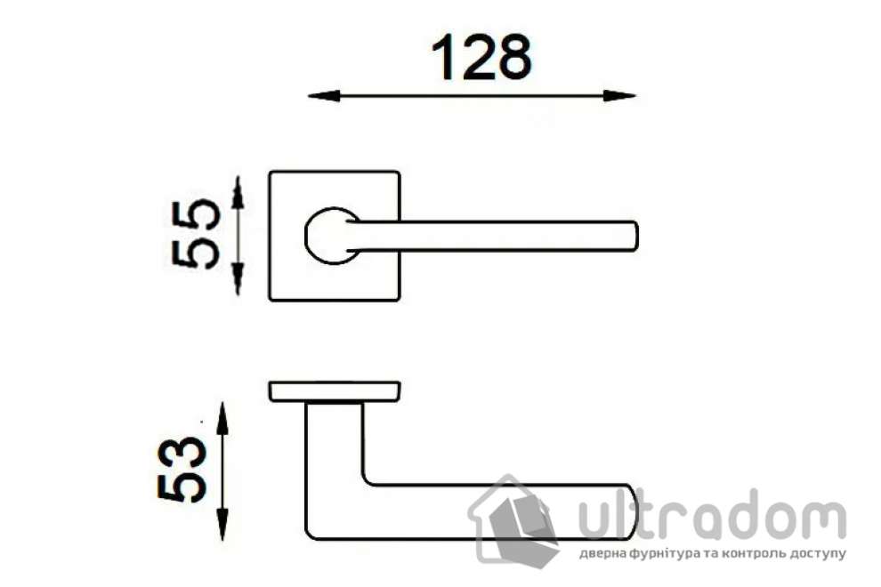 Дверная ручка DND by Martinelli LUCE P 02 на квадратной розетке 55 мм, матовый хром