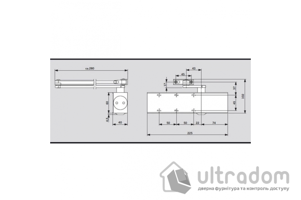 Доводчик дверной Dorma TS 73V EN2-4, дверь до 80 кг (корпус)