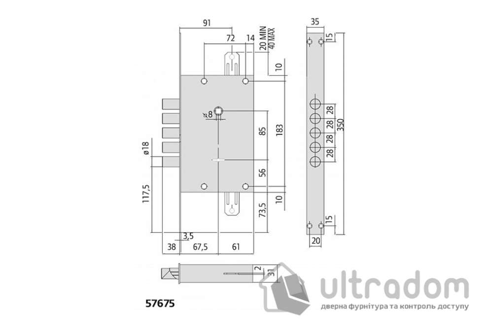 Замок сувальдный врезной CISA 57675 ALPS (BS67,5ММ) с перекодировкой