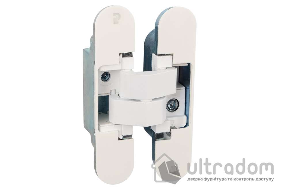 Скрытая петля PL160 3D – 24×110 мм, для дверей 60 кг, белая матовая