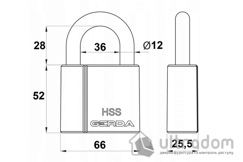 Навесной замок GERDA HSS 631Z, 92х66 мм (HSS-631Z)