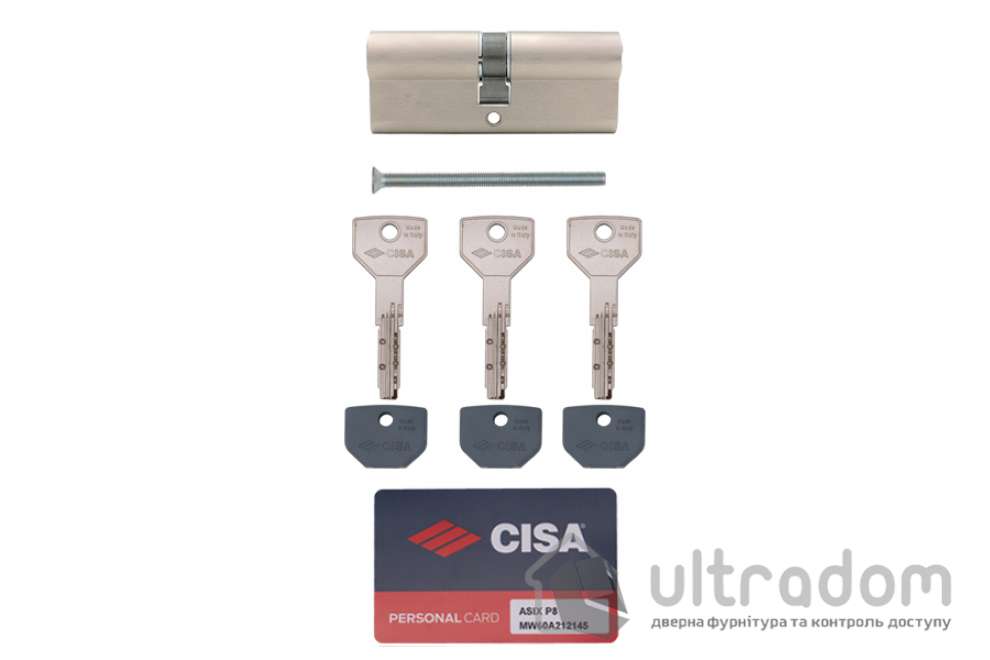Цилиндр дверной CISA ASIX P8 ключ-ключ, 80 мм