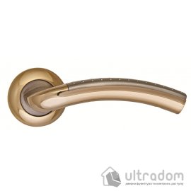 Ручка дверная на розетке SIBA Bari с воротком WC, никель матовый / золото темное 22 90
