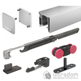 Комплект розсувної системи Mantion SAF-SLIM для дверей до 1030 мм / 80 кг, шліфований алюміній (SAF-S82D/195)