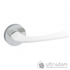 Дверная ручка на розетке SIBA Ledi, хром полированный с белойвставкой