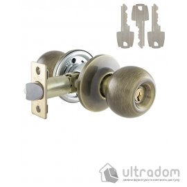 Ручка-кноб TESA BOLA KNOBSET 3900U0 із замком та фіксатором, антична латунь (TES-3900U0LA)