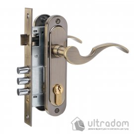 Комплект врезного замка с ручками SIBA Osimo 62 мм з цилиндром, античная бронза (Z09-3K8080+10038AB+62C)