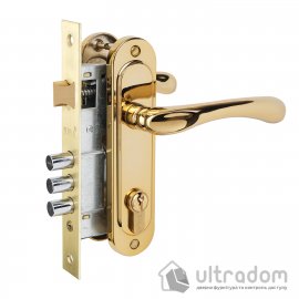 Комплект врізного замку з ручками SIBA Palermo 62 мм з циліндром, темне золото (Z14-3K9090+10038BP+62С)