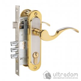 Комплект врезного замка с ручками SIBA Osimo 62 мм з цилиндром, матовый никель/тёмное золото (Z09-3K2290+10038SN+62С)