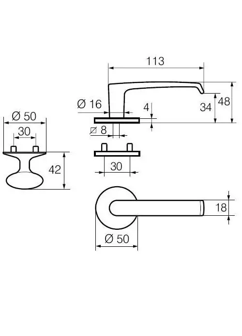 Дверная ручка ABLOY PRIME 15/119 с кнобом латунь полированная	